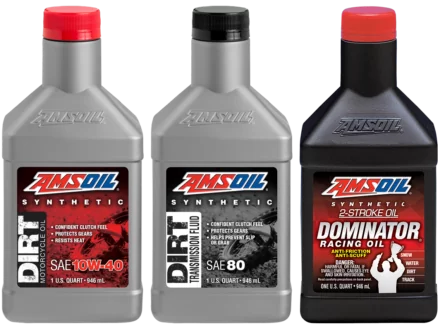 Amsoil synthetic motorcycle dirt bike oil, racing oil and transmission fluid product range